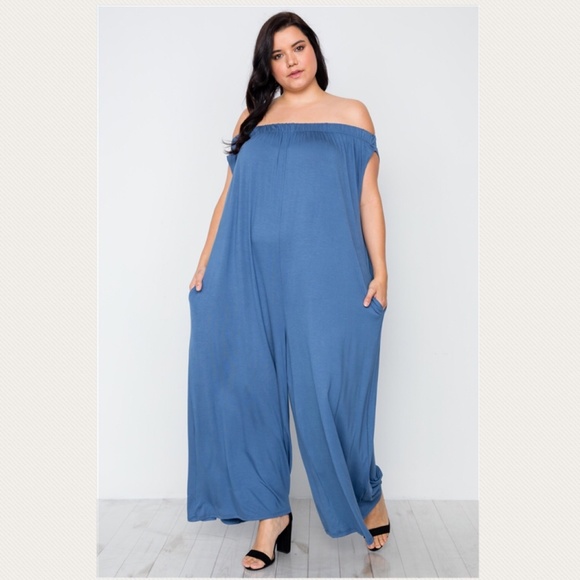 Pants & Jumpsuits | Plus Size Blue Baggy Jumpsuit Romper 1x 2x 3x ...